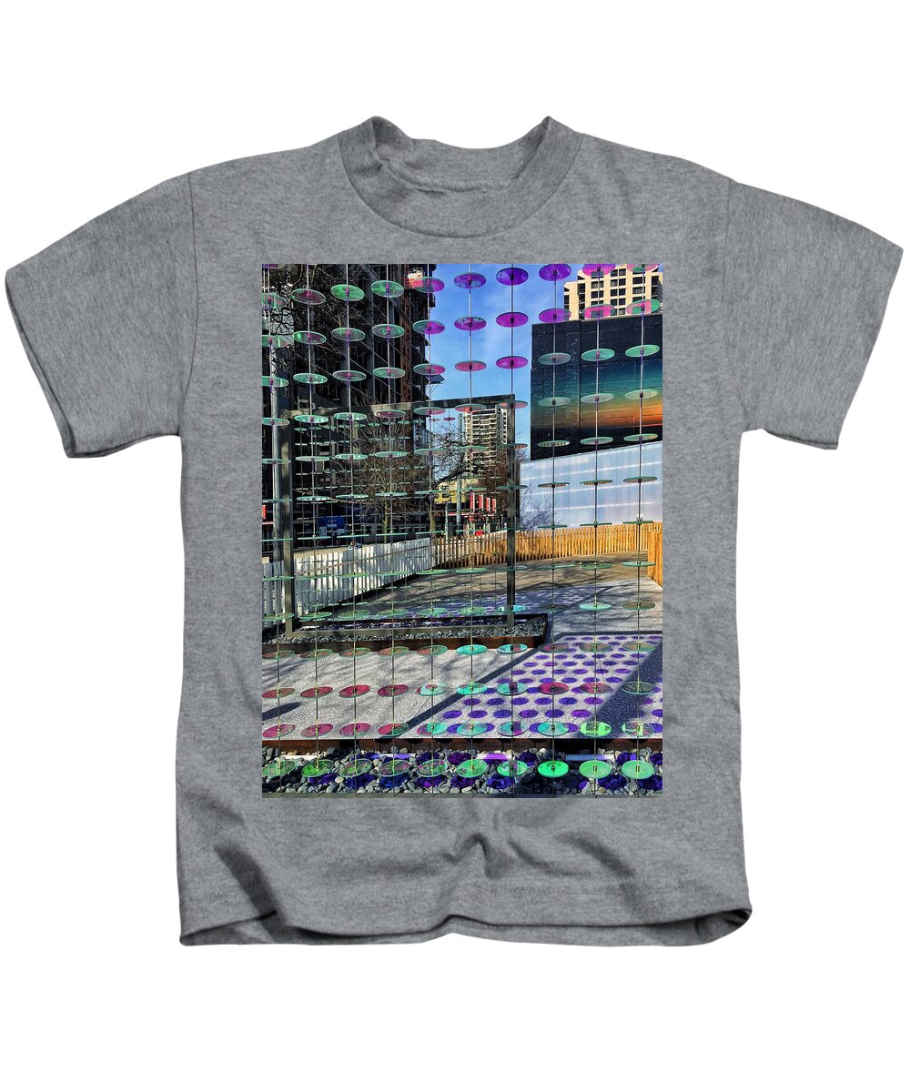 Glass Kids T-Shirt featuring the photograph Patterns of Glass Disk Reflections by Jerry Abbott