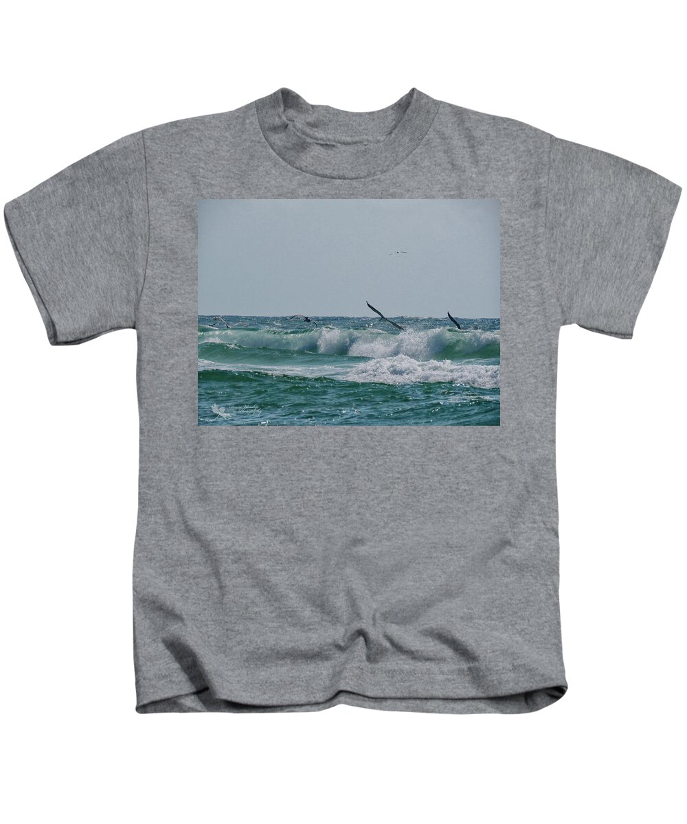 Pelican Kids T-Shirt featuring the photograph Cruise Control by Denise Winship