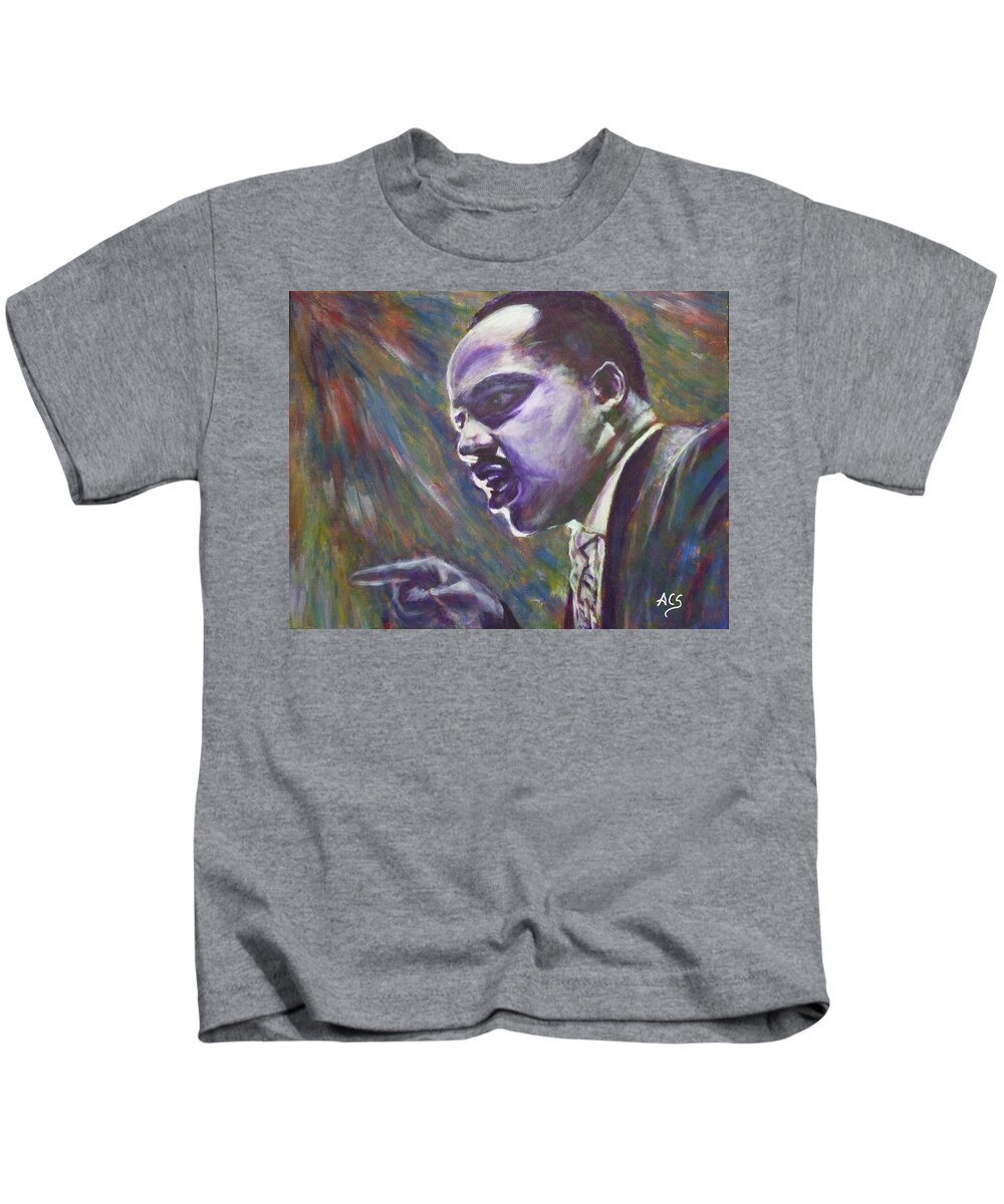 Dr. Martin Luther King Jr Kids T-Shirt featuring the painting Demonstrations with Dignity by Amelie Simmons
