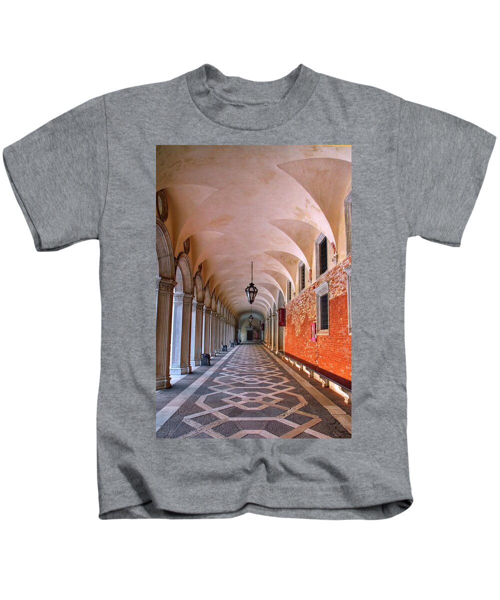 Doge Kids T-Shirt featuring the photograph Doge's Corridor by Harriet Feagin