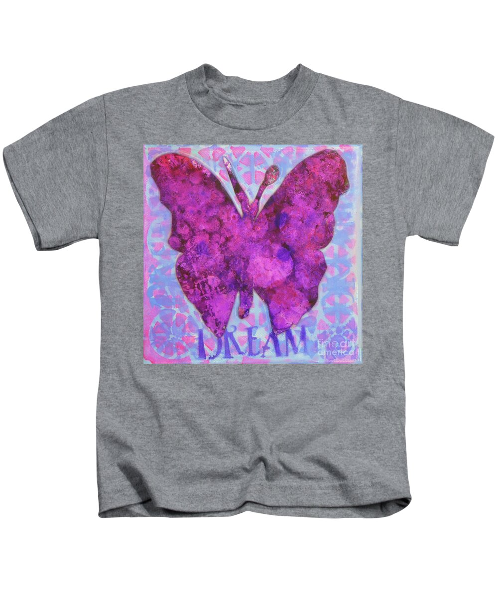 Butterfly Kids T-Shirt featuring the mixed media Dream Butterfly by Lisa Crisman