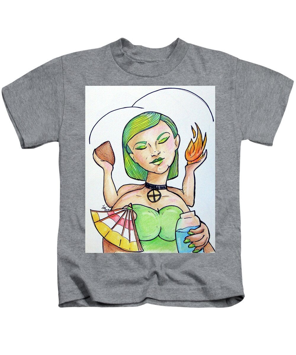 Earth Kids T-Shirt featuring the drawing Earth by Loretta Nash