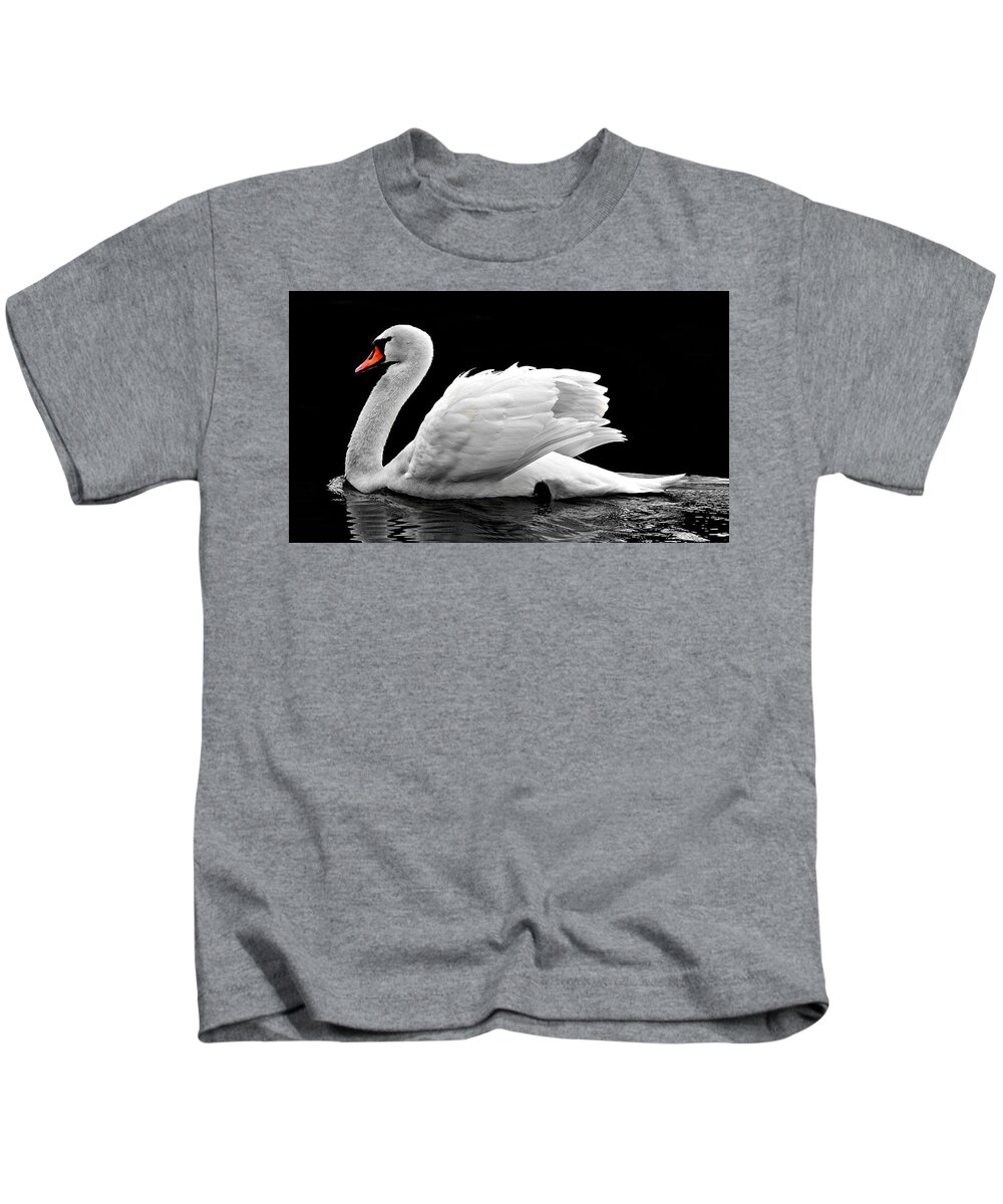 Photo Kids T-Shirt featuring the photograph Elegant swan by Top Wallpapers