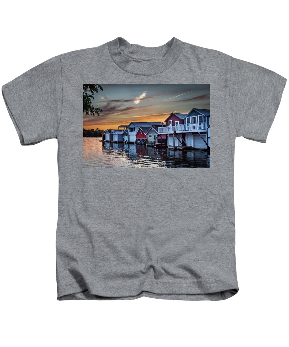 Boathouse Kids T-Shirt featuring the photograph Enchanting Boathouse Sunset by Joann Long