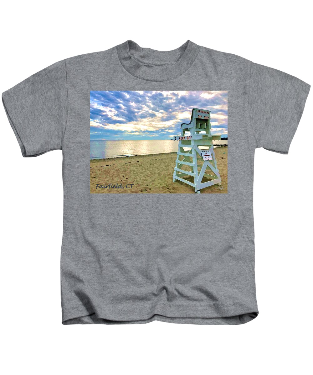Lifeguard Stand Kids T-Shirt featuring the photograph Fairfield CT Lifeguard by Tom Johnson
