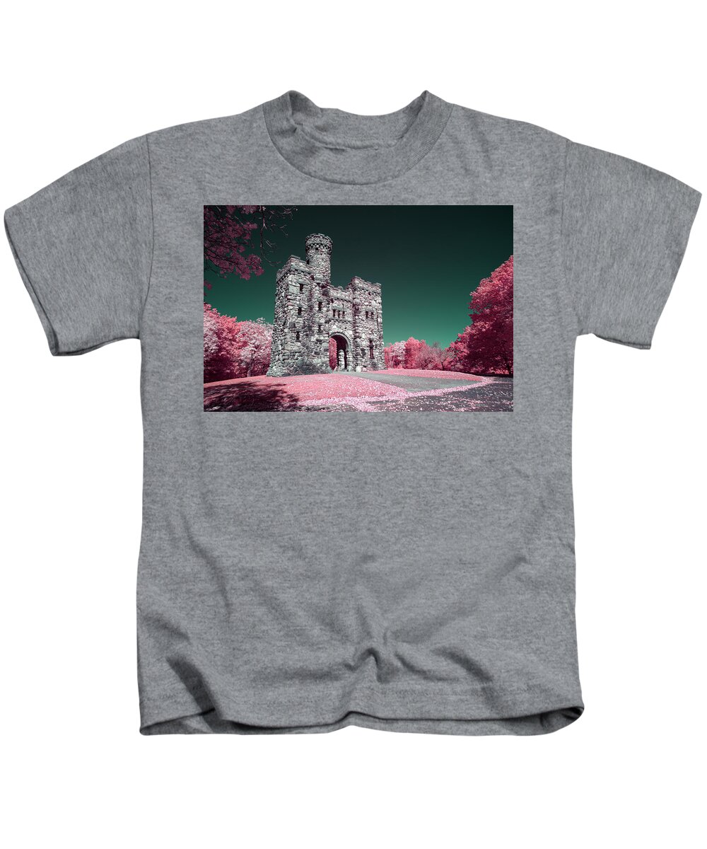 Fantastic Fantasy Ir Infrared 590nm Outside Outdoors Worcester Ma Mass Massachusetts New England Newengland Usa U.s.a. Castle Bancroft Tower Architecture Brian Hale Brianhalephoto Kids T-Shirt featuring the photograph Fantastic Fantasy by Brian Hale
