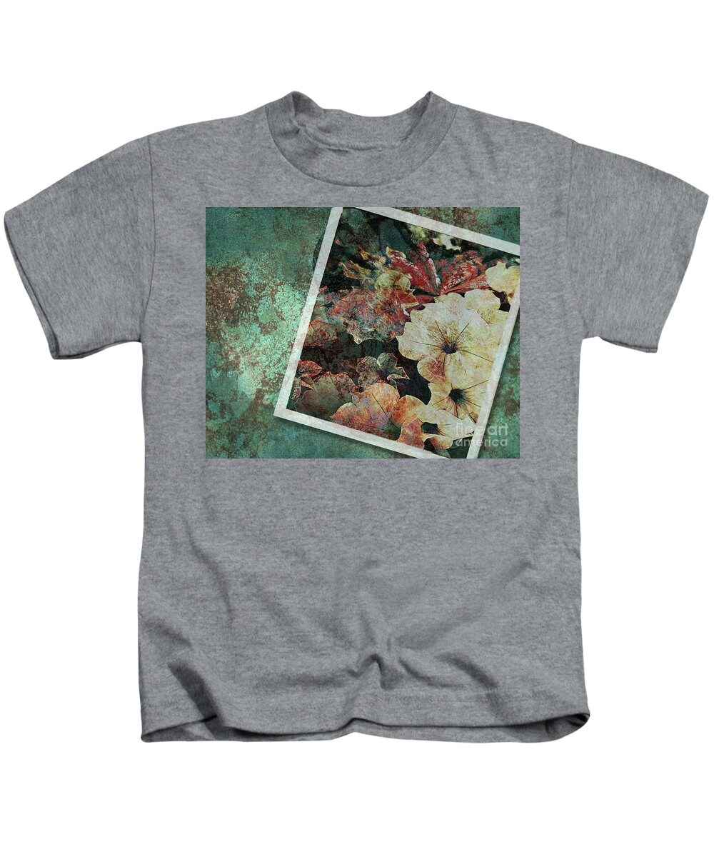 Flowers Kids T-Shirt featuring the digital art Flowers on Marble by Deb Nakano