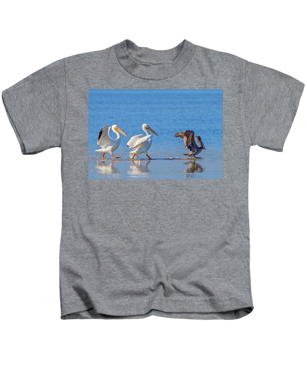 Pelican Kids T-Shirt featuring the photograph Follow the Leader by Susan Rydberg