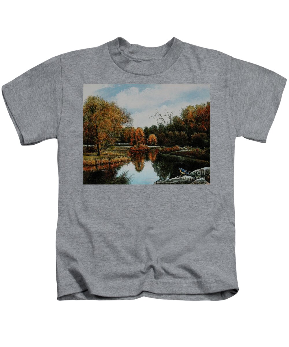 St. Louis Kids T-Shirt featuring the painting Forest Park Waterways 1 by Michael Frank