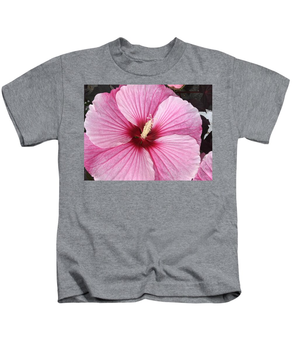 Hibiscus Kids T-Shirt featuring the photograph Fuschia Fantastic by Anjel B Hartwell