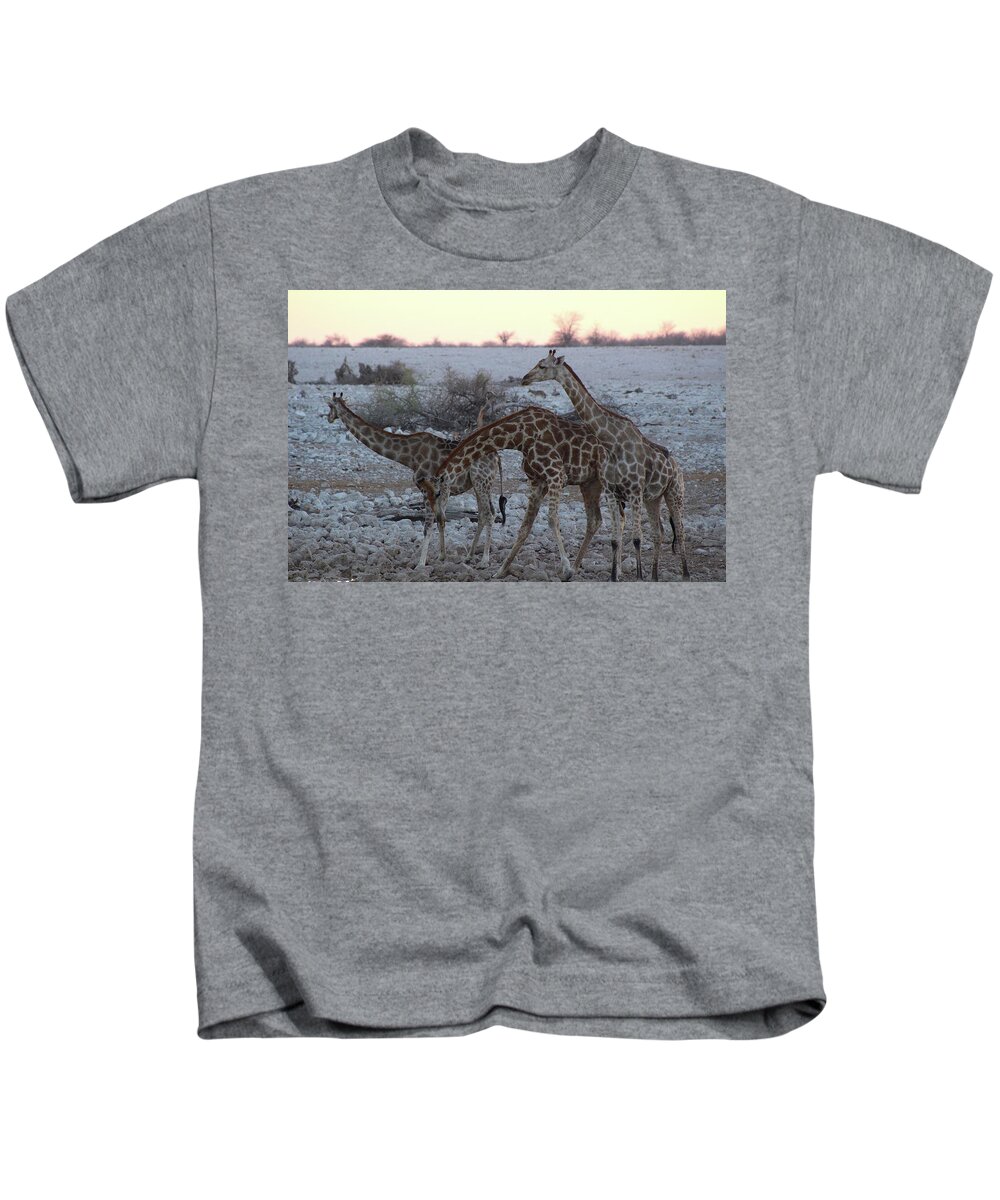  Kids T-Shirt featuring the photograph Giraffes by Eric Pengelly