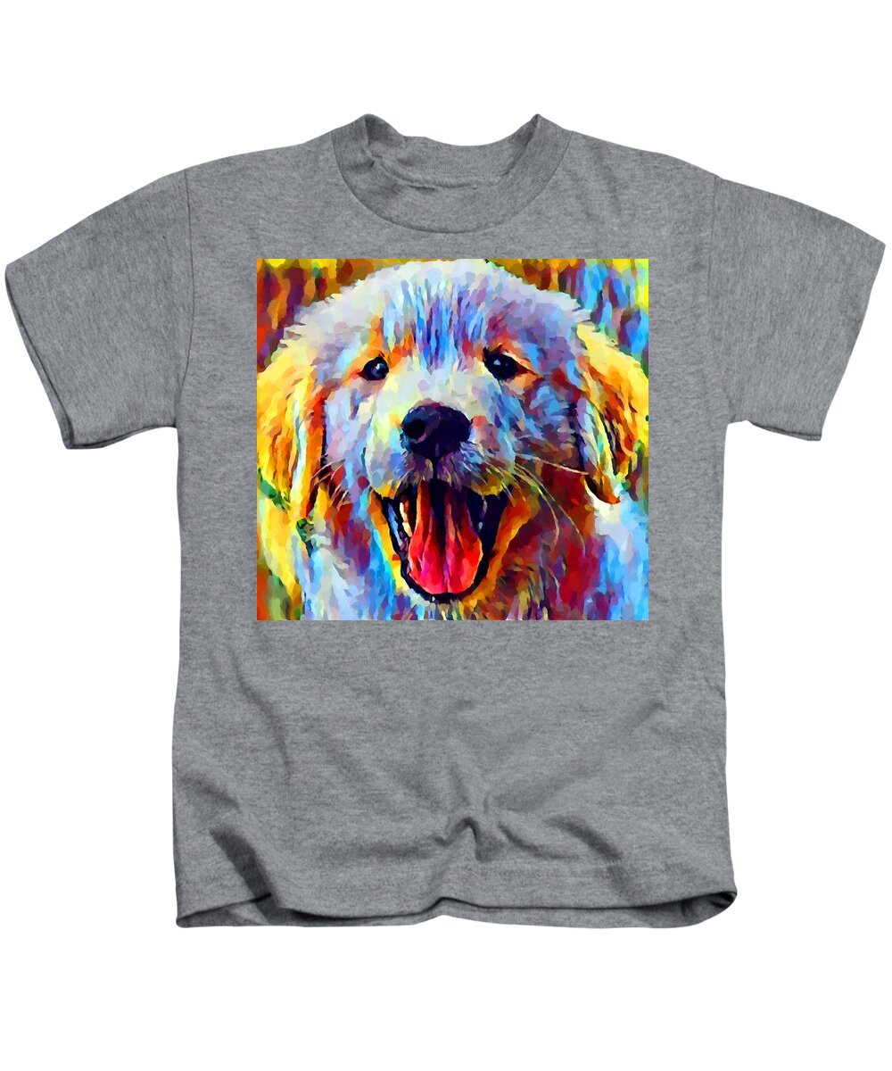 Puppy Kids T-Shirt featuring the painting Golden Retriever Puppy 2 by Chris Butler