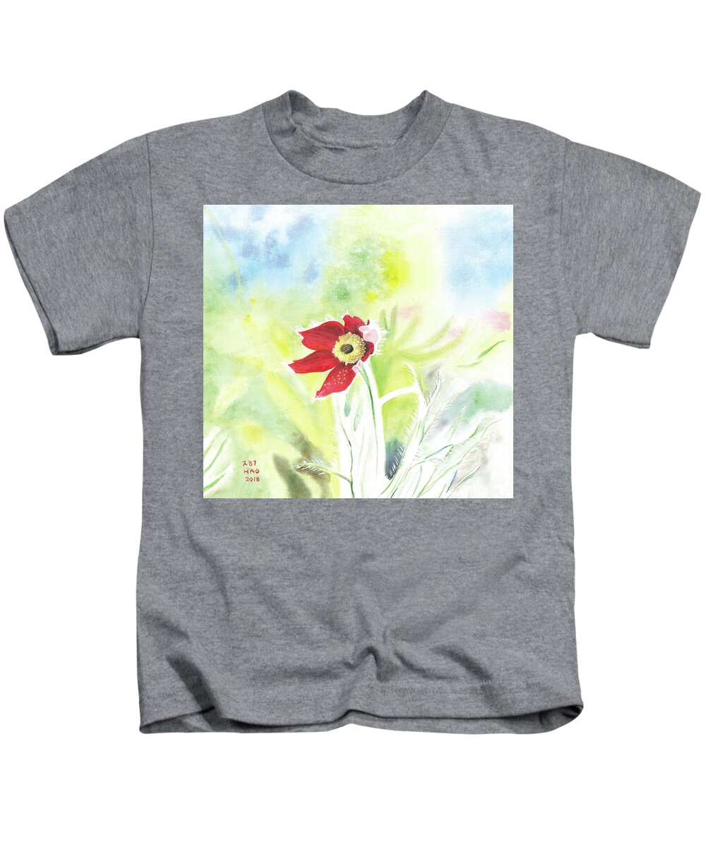 Granny Flower Kids T-Shirt featuring the painting Granny Flower 3 by Helian Cornwell