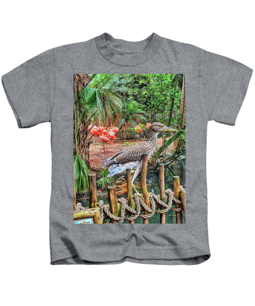Bird Kids T-Shirt featuring the photograph Heron On Guard by Portia Olaughlin