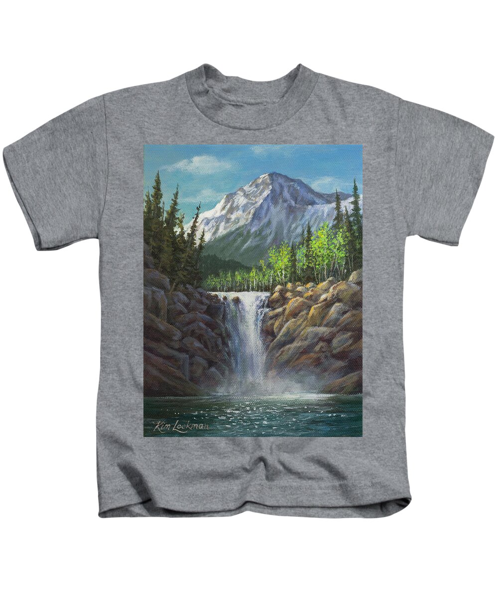 Waterfall Kids T-Shirt featuring the painting High Country Bliss by Kim Lockman