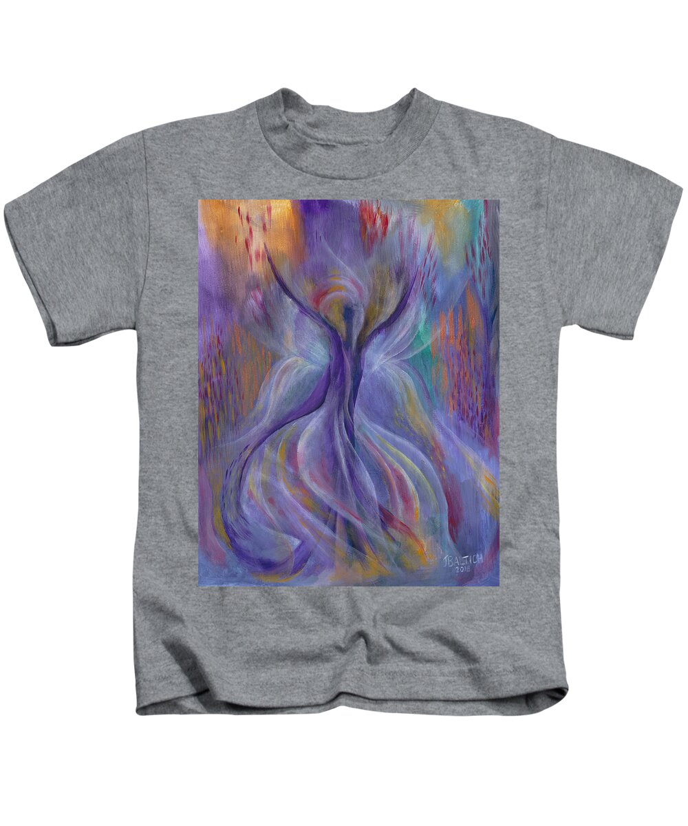 Acrylic Painting Kids T-Shirt featuring the digital art In Search of Grace by Joe Baltich