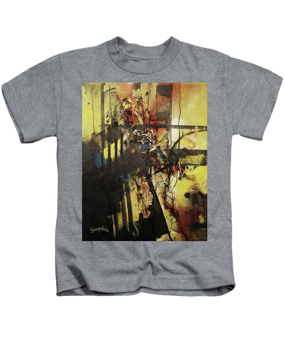 Infrastructure Kids T-Shirt featuring the painting Infrastructure by Tom Shropshire
