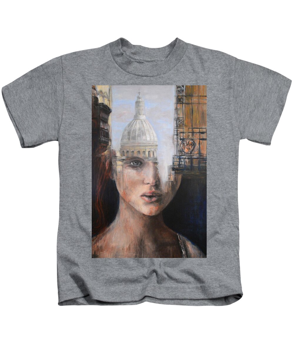Woman Kids T-Shirt featuring the painting Italian Blend by Escha Van den bogerd