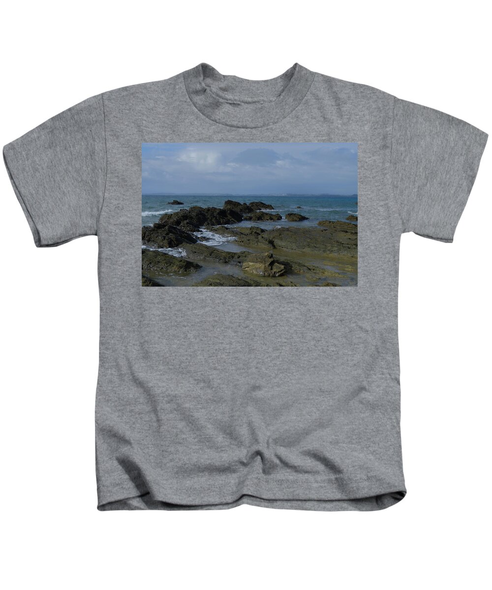 Rock Formations Kids T-Shirt featuring the photograph Jagged Beach by Eric Hafner