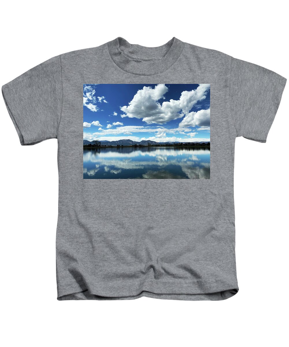 Lake Kids T-Shirt featuring the photograph Lake at Flatirons by Marilyn Hunt