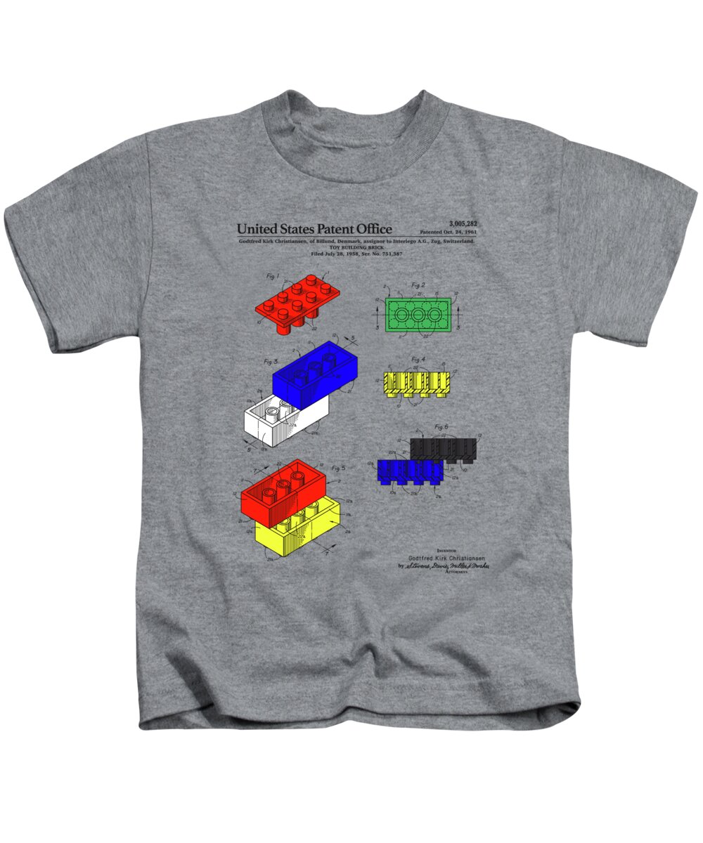 bekræfte Martyr Produktion Lego Building Brick Patent Kids T-Shirt by Finlay McNevin - Fine Art America