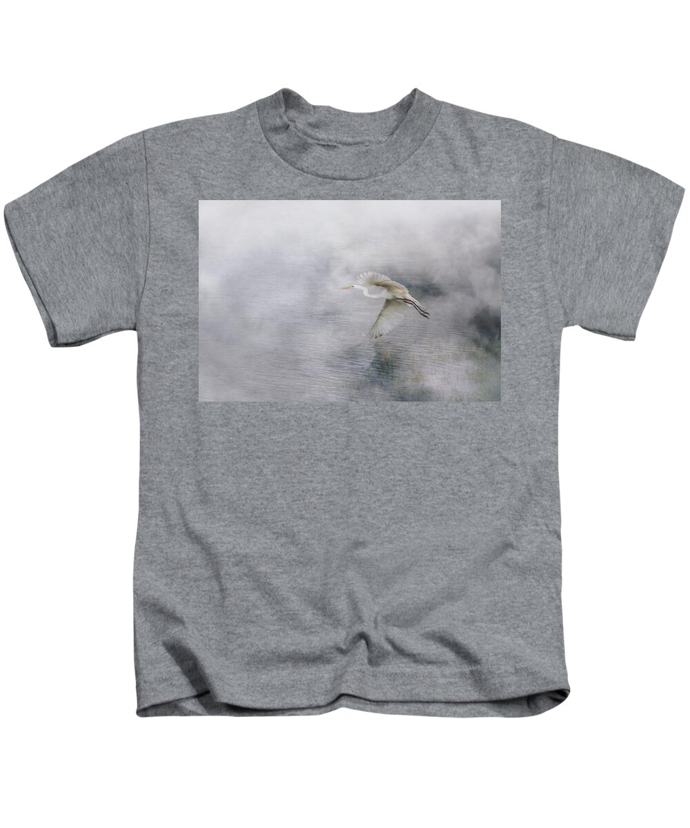 Bird Kids T-Shirt featuring the photograph Levitation by Iryna Goodall
