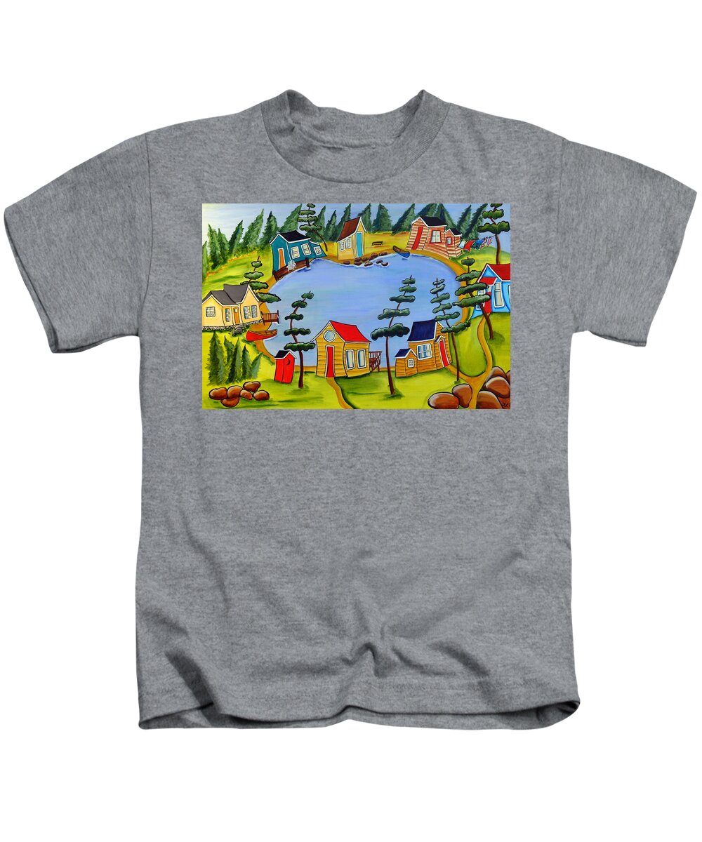 Abstract Kids T-Shirt featuring the painting Little Lake by Heather Lovat-Fraser