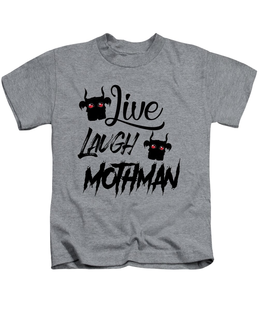 Mothman Kids T-Shirt featuring the painting Live - Laugh Mothman by Abril Andrade