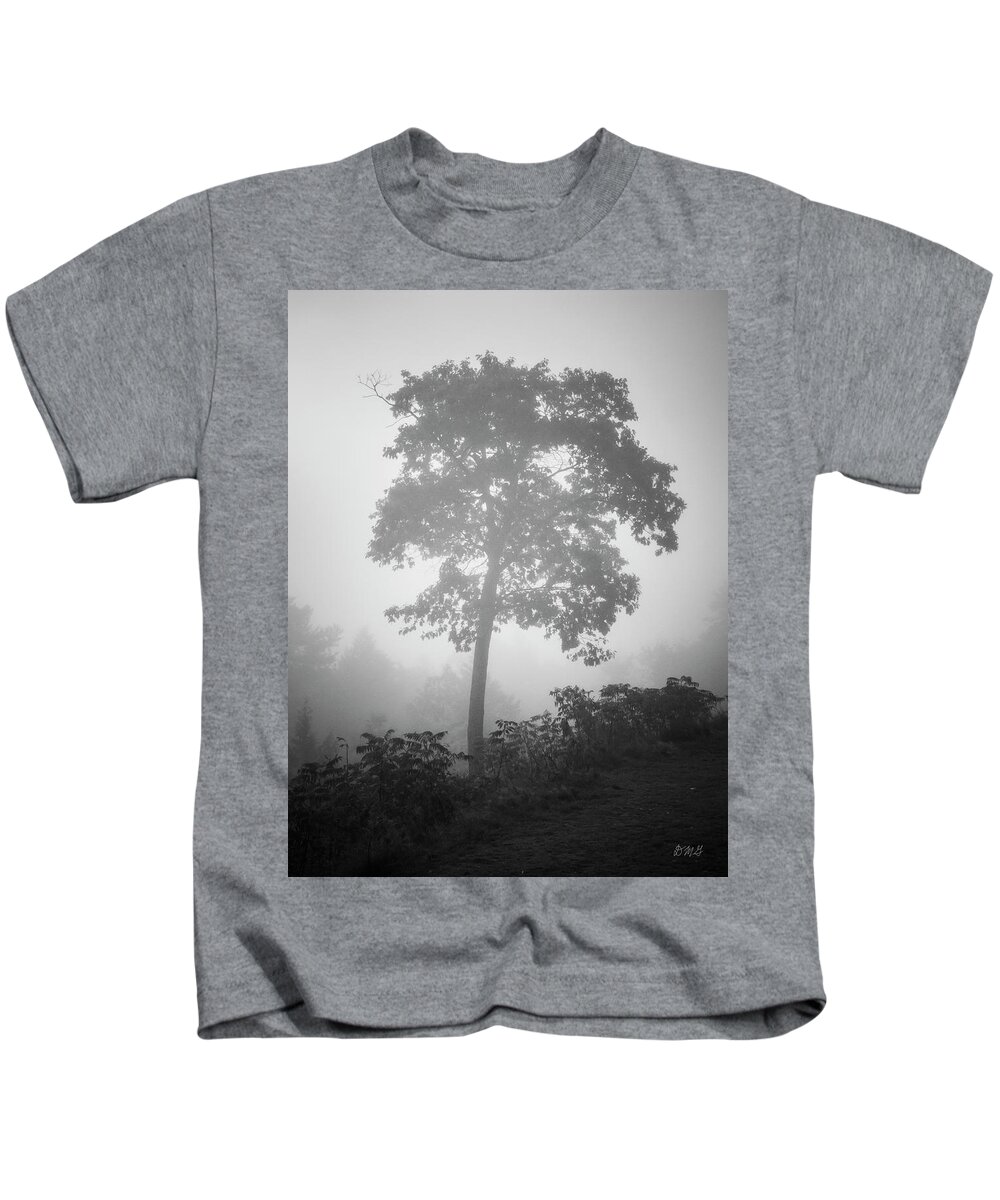 Arbor Kids T-Shirt featuring the photograph Lone Tree and Fog BW by David Gordon