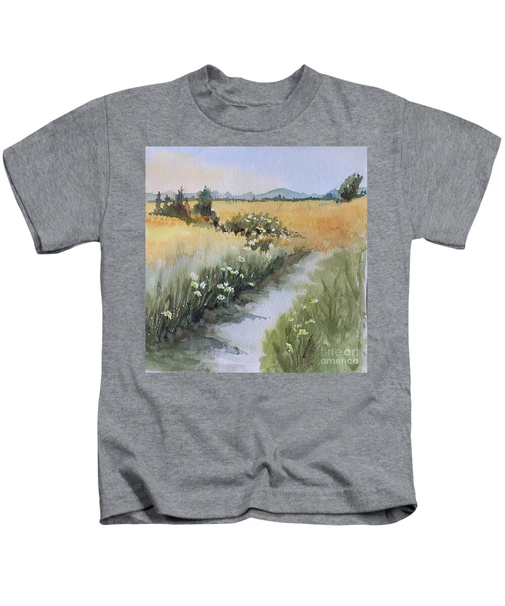 Canadian Cascades Kids T-Shirt featuring the painting Looking Towards the Canadian Cascades by Watercolor Meditations