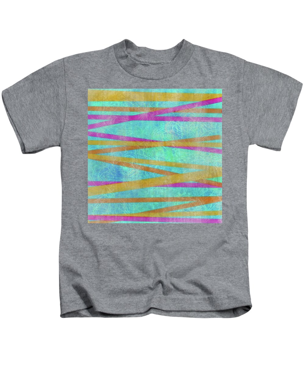 Stripes Kids T-Shirt featuring the digital art Malaysian Tropical Batik Strip Print by Sand And Chi