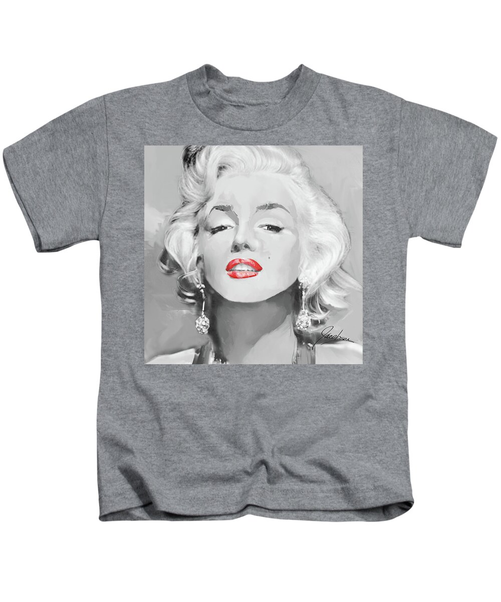 Marilyn Kids T-Shirt featuring the painting Marilyn 5 Silver by Jackie Medow-Jacobson