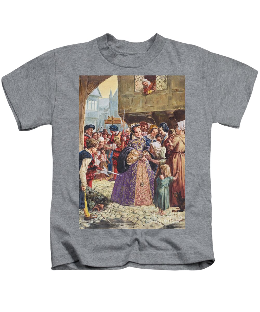 Mary Tudor (1515-58) Urban Kids T-Shirt featuring the painting Mary Tudor by Cl Doughty
