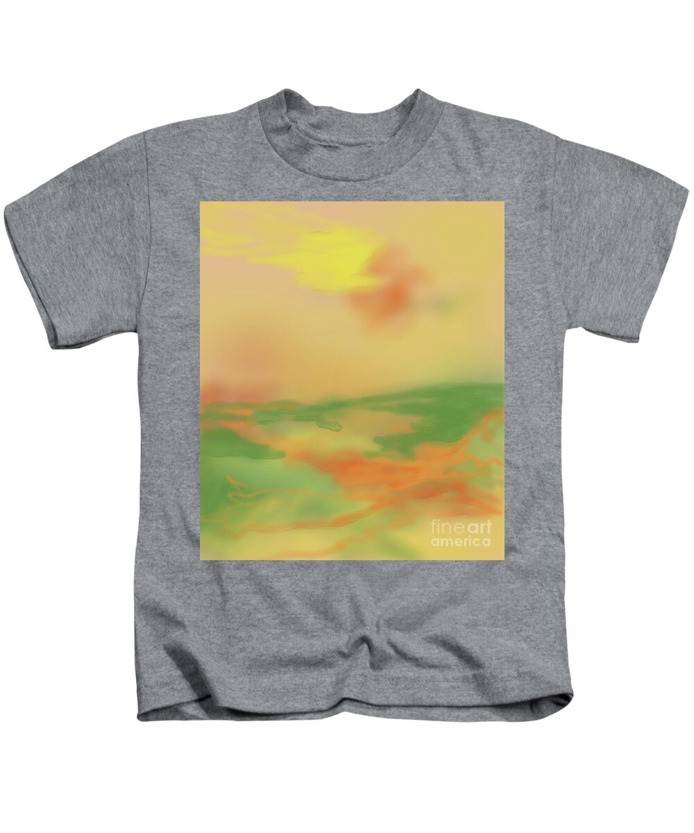 Misty Morning Sunrise Kids T-Shirt featuring the digital art Misty Morning Sunrise by Annette M Stevenson