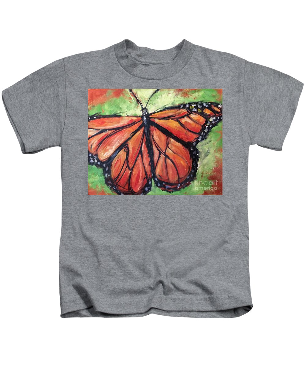 Monarch Kids T-Shirt featuring the painting Monarch Butterfly by Alan Metzger