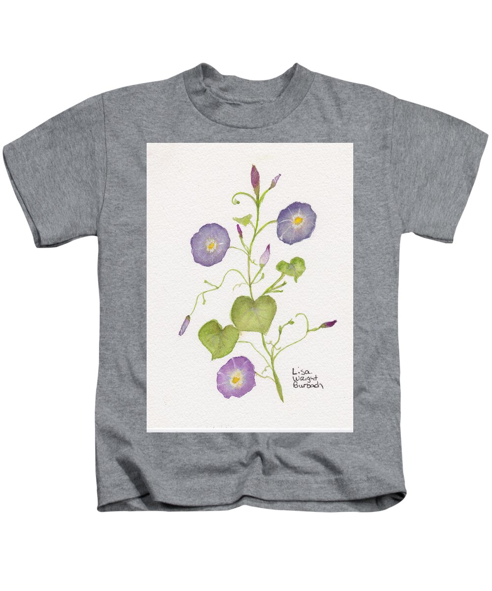 Flower Kids T-Shirt featuring the painting Morning Glories by Lisa Burbach