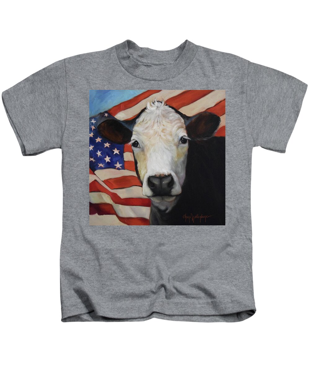 Independence Day Kids T-Shirt featuring the painting Ms Independence by Cheri Wollenberg