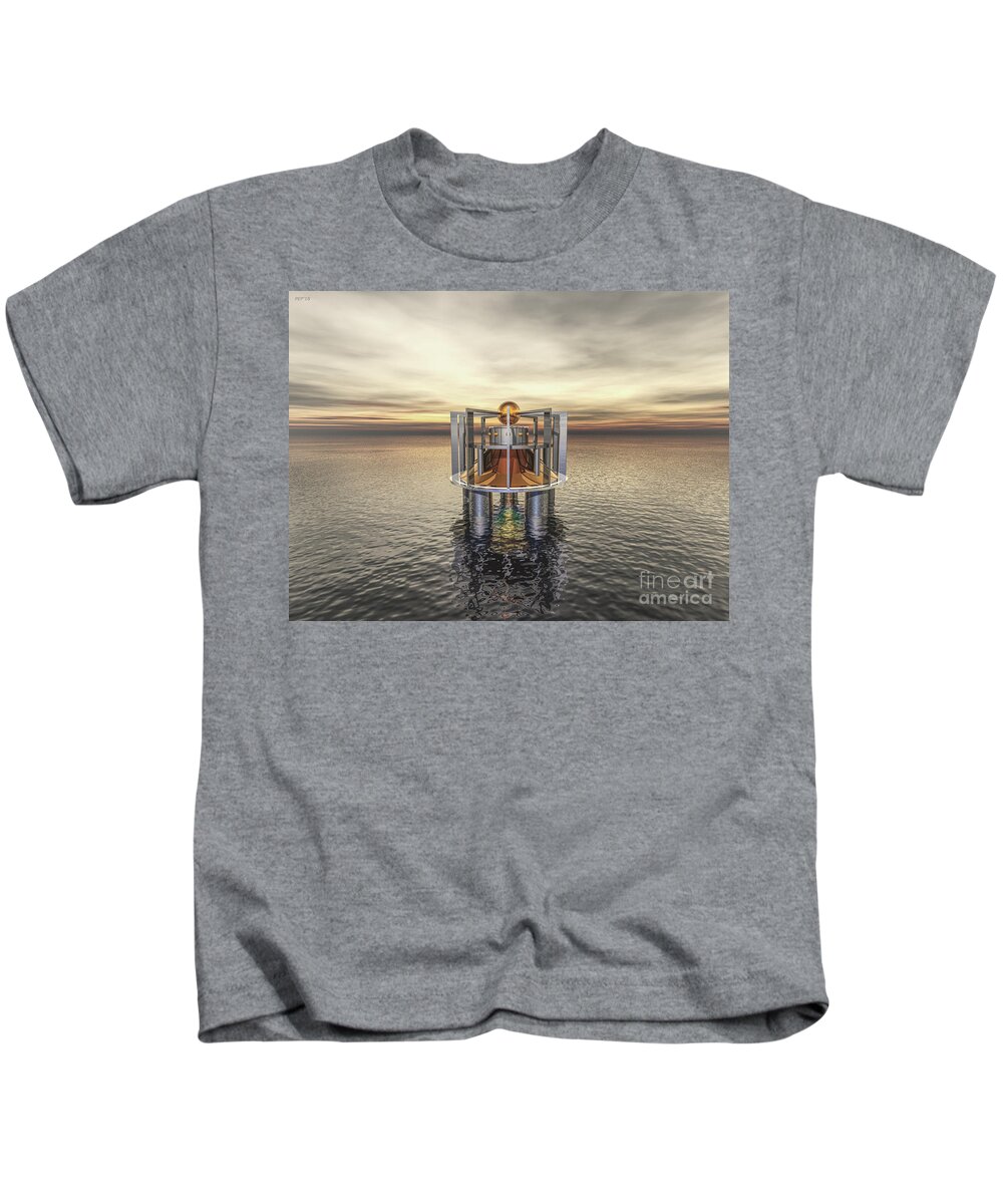 Structure Kids T-Shirt featuring the digital art Mysterious Structure At Sea by Phil Perkins