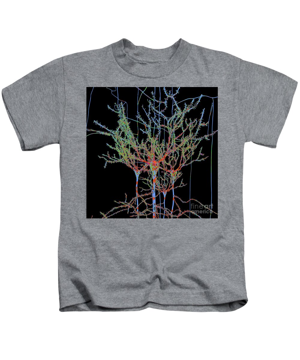 Blue Kids T-Shirt featuring the digital art Neuron Field Vector Blue Green by Russell Kightley