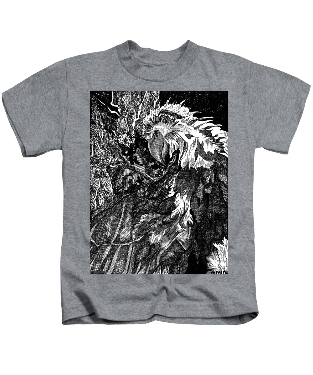 Digital Pen And Ink Kids T-Shirt featuring the digital art Night Vision by Angela Weddle