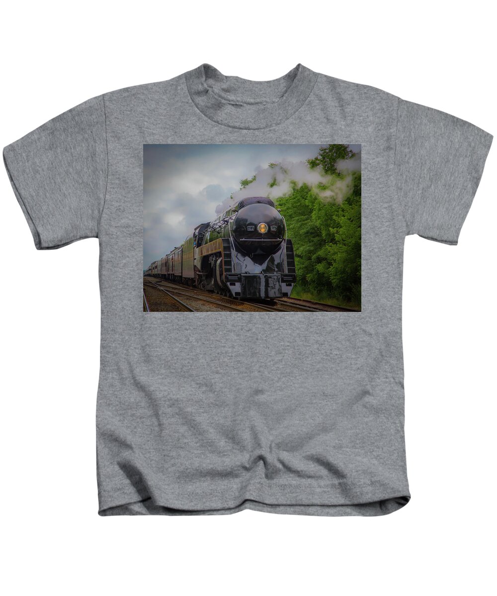 611j Kids T-Shirt featuring the photograph Norfolk and Western 611 by Lora J Wilson