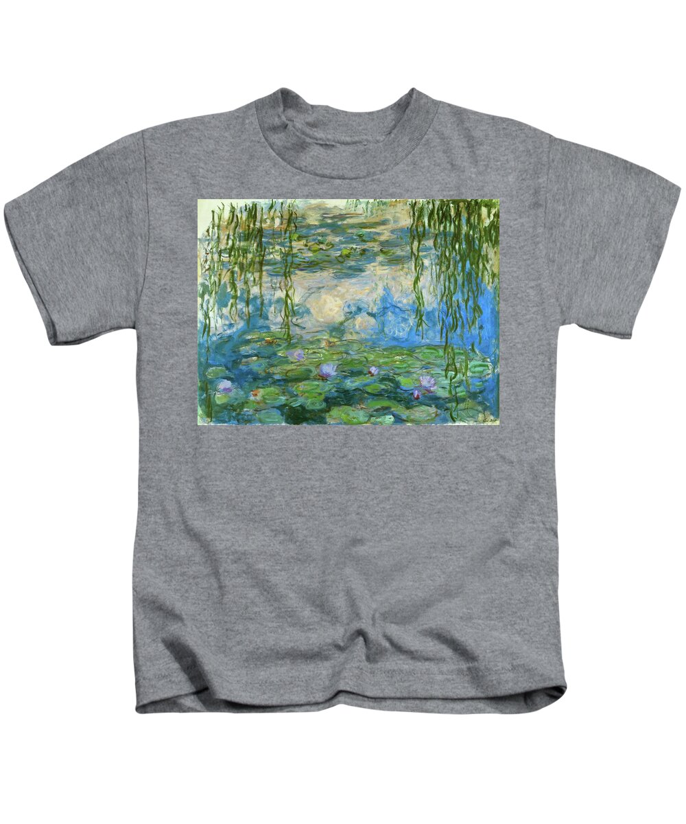 Claude Monet Kids T-Shirt featuring the painting Nympheas,1916-1919 Canvas,150 x 200 cm Inv. 51 64. by Claude Monet -1840-1926-