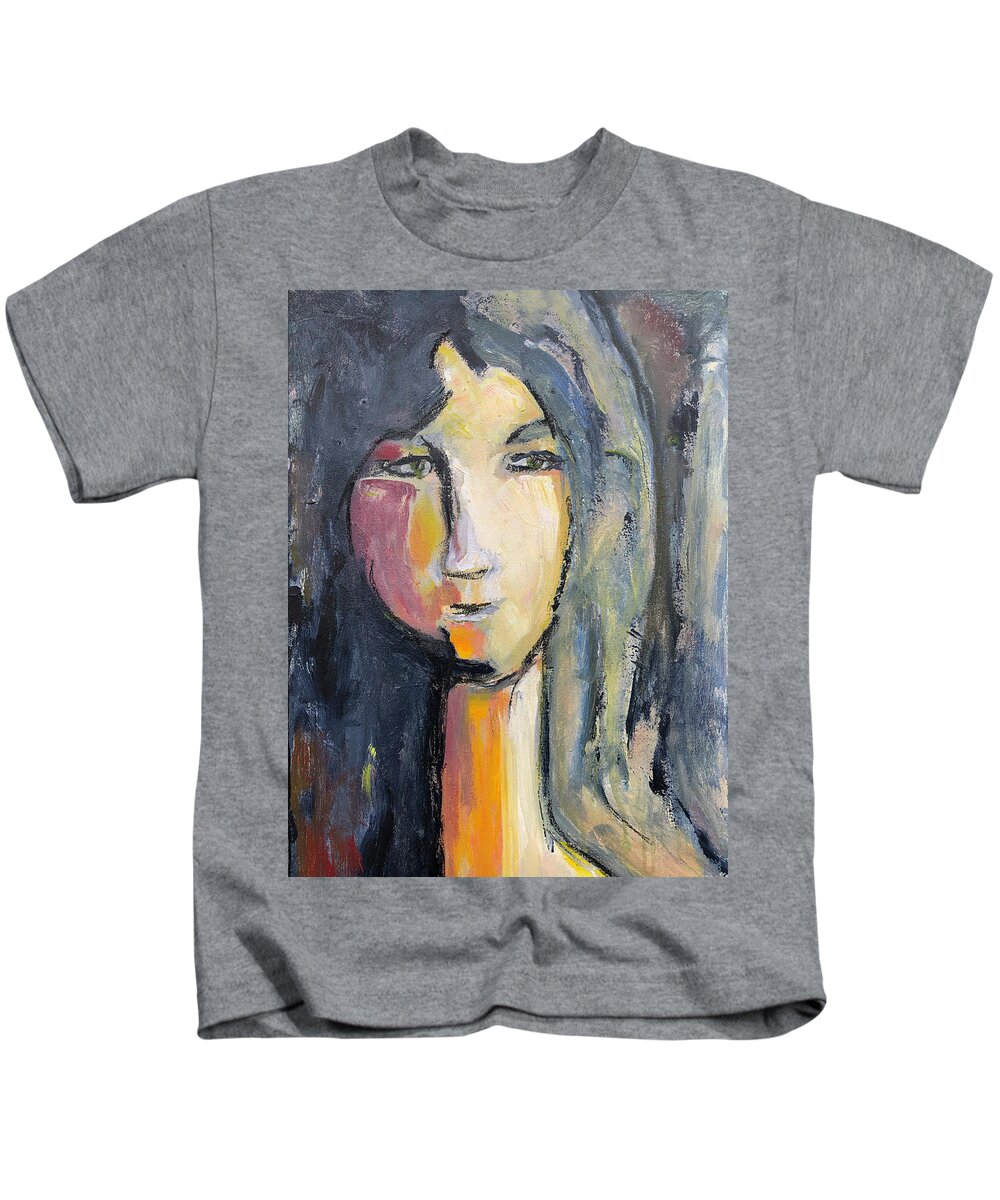 Portrait Kids T-Shirt featuring the painting Of Course by Sharon Sieben