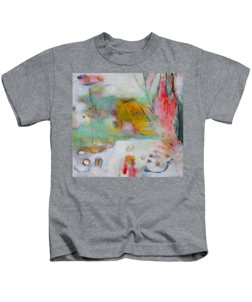 Abstract Kids T-Shirt featuring the painting Off the Grid by Janet Zoya