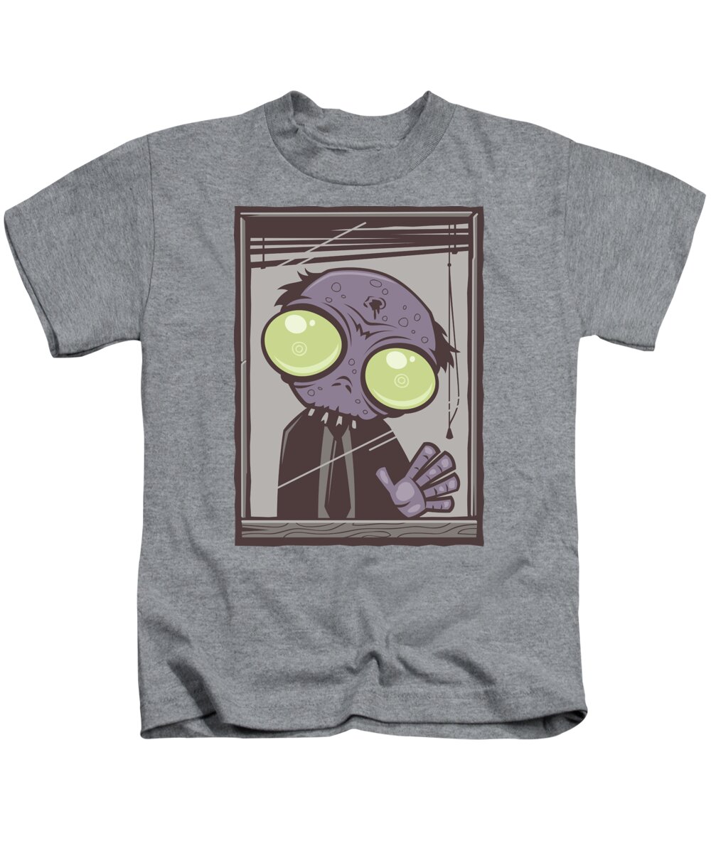 Rot Kids T-Shirt featuring the digital art Office Zombie by John Schwegel