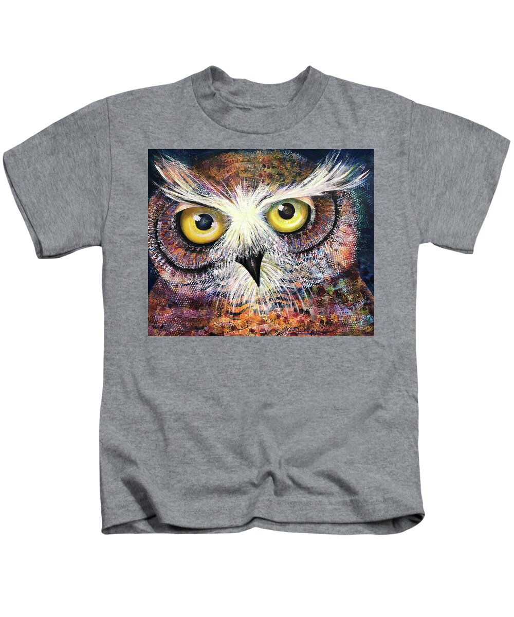 Owl Kids T-Shirt featuring the painting OL First Place by Laurel Bahe