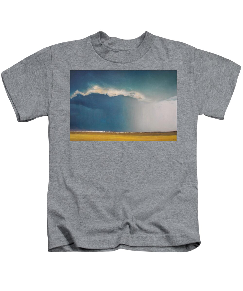 Derek Kaplan Kids T-Shirt featuring the painting Opt.02.19 'Storm' by Derek Kaplan