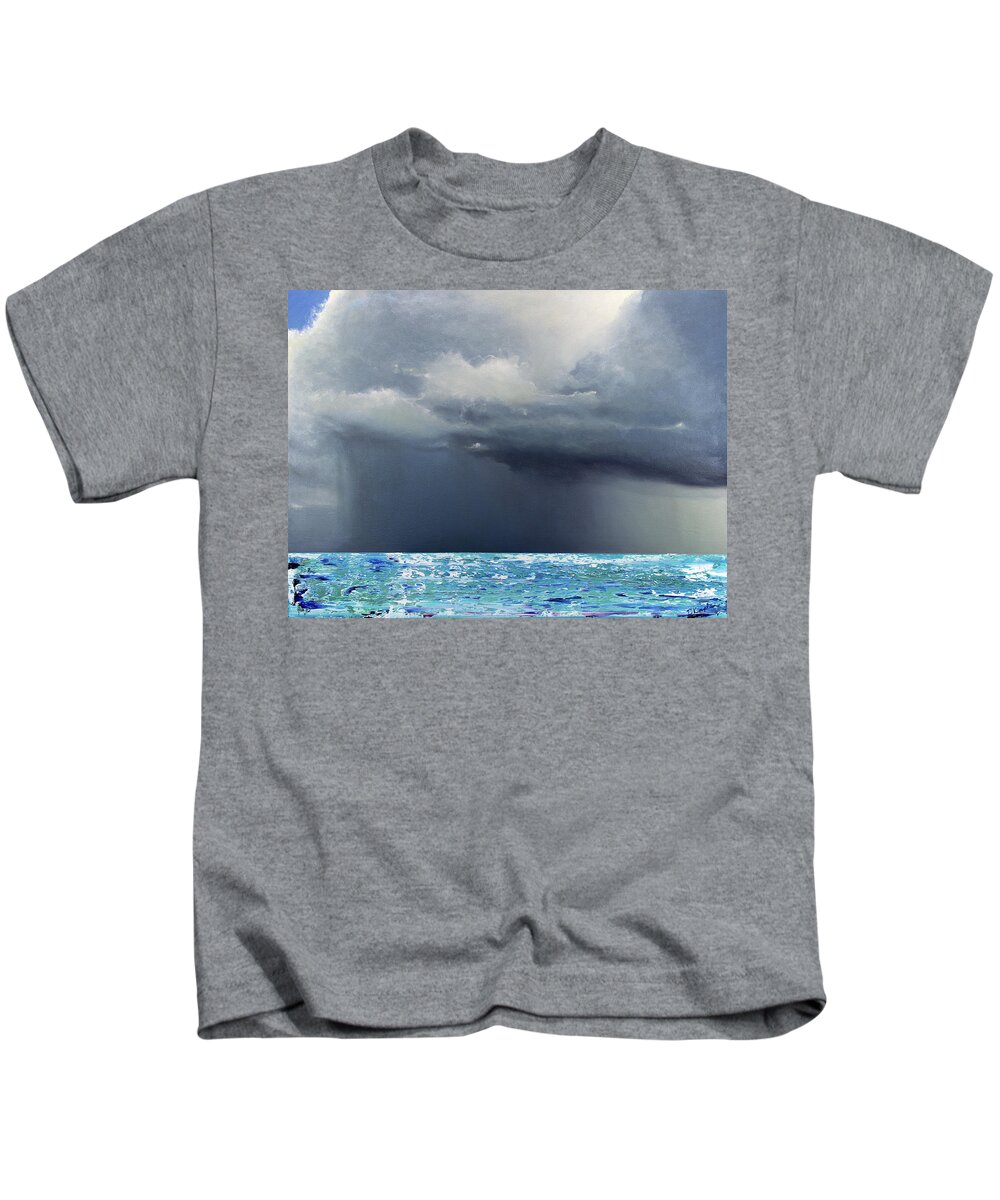 Derek Kaplan Kids T-Shirt featuring the painting Opt.26.19 'Storm' by Derek Kaplan