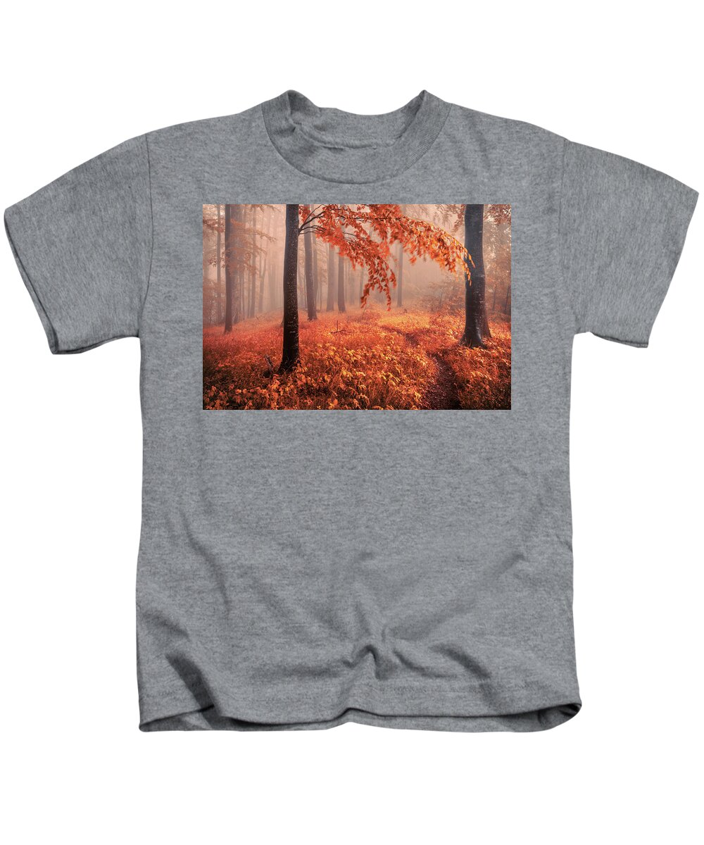 Mountain Kids T-Shirt featuring the photograph Orange Wood by Evgeni Dinev