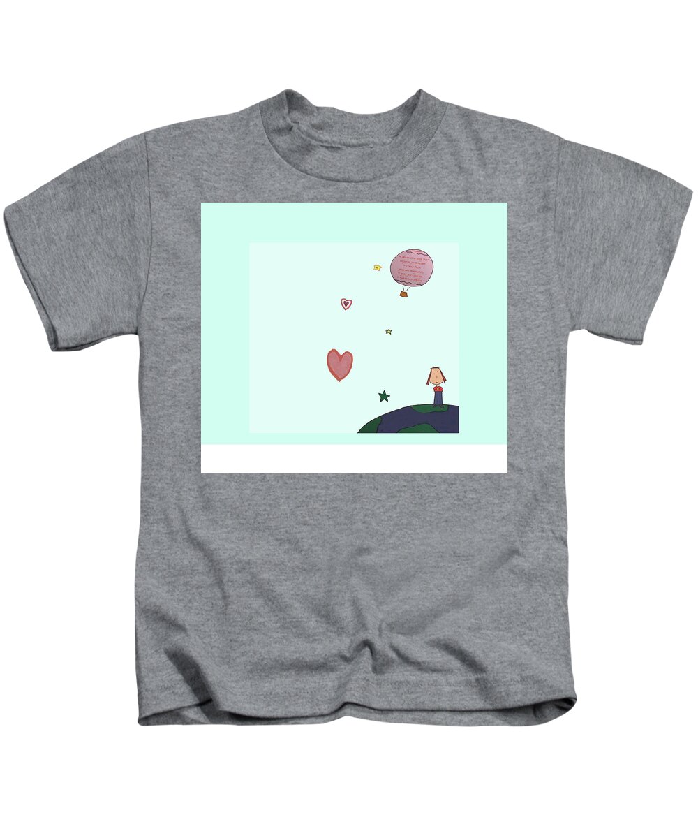 A Dream Kids T-Shirt featuring the drawing Penelope world scene by Ashley Rice